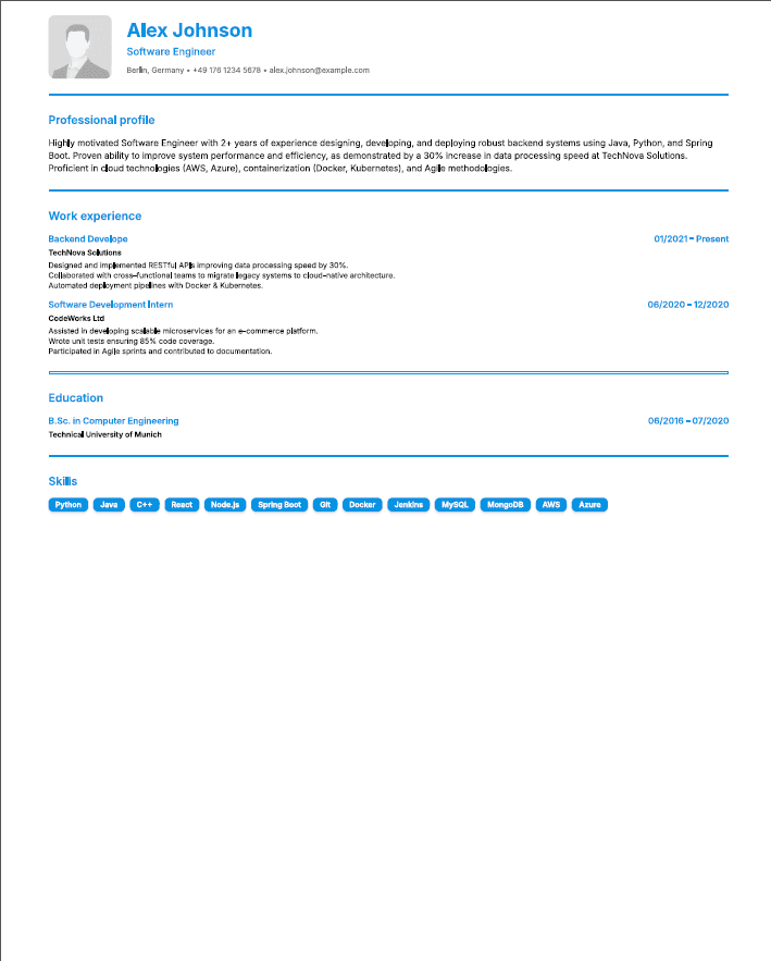 Resume preview